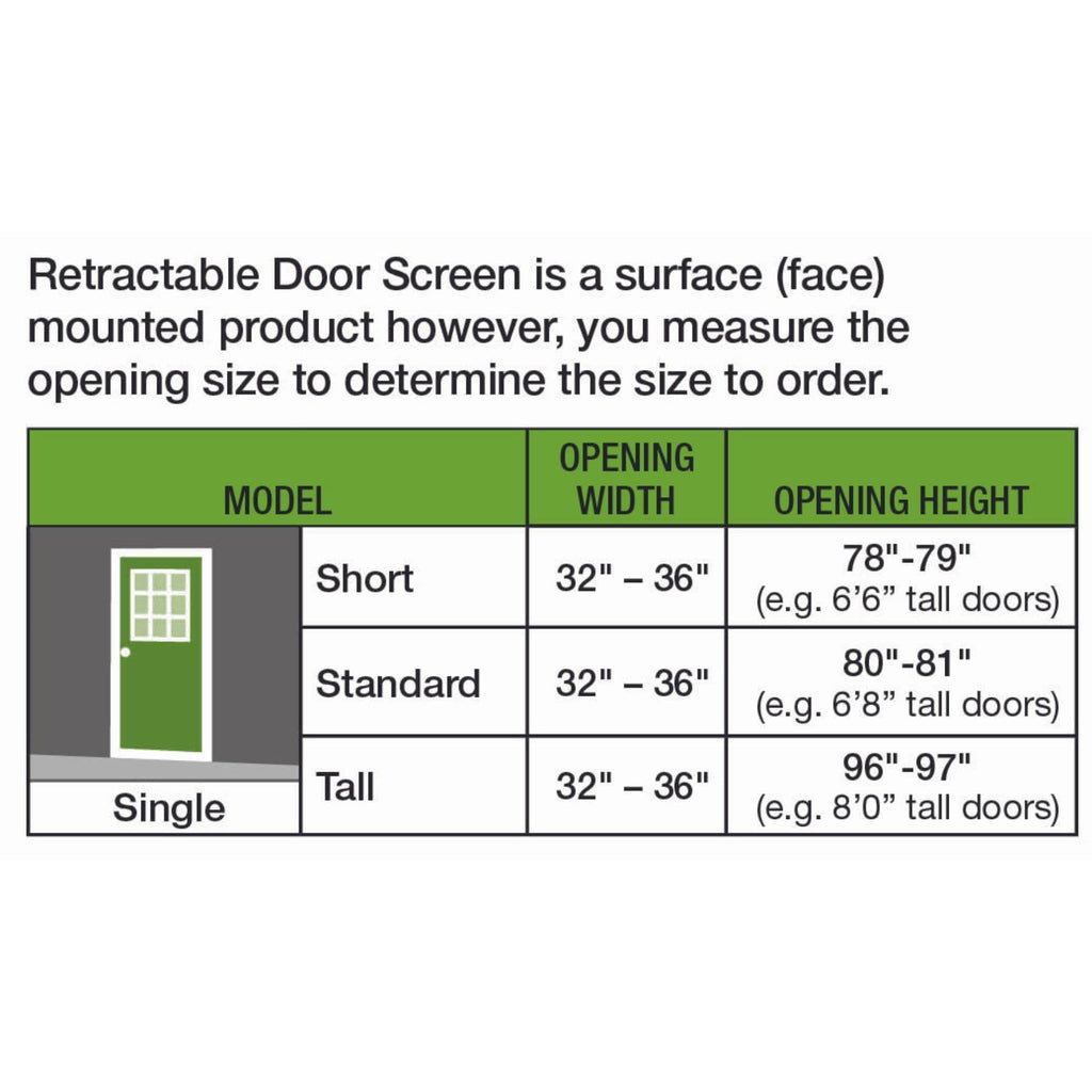Retractable Screen Doors for Single Door, Standard Width Height | Width (32 in to 36 in) x Height 80 in, Roll Away Retractable Screen