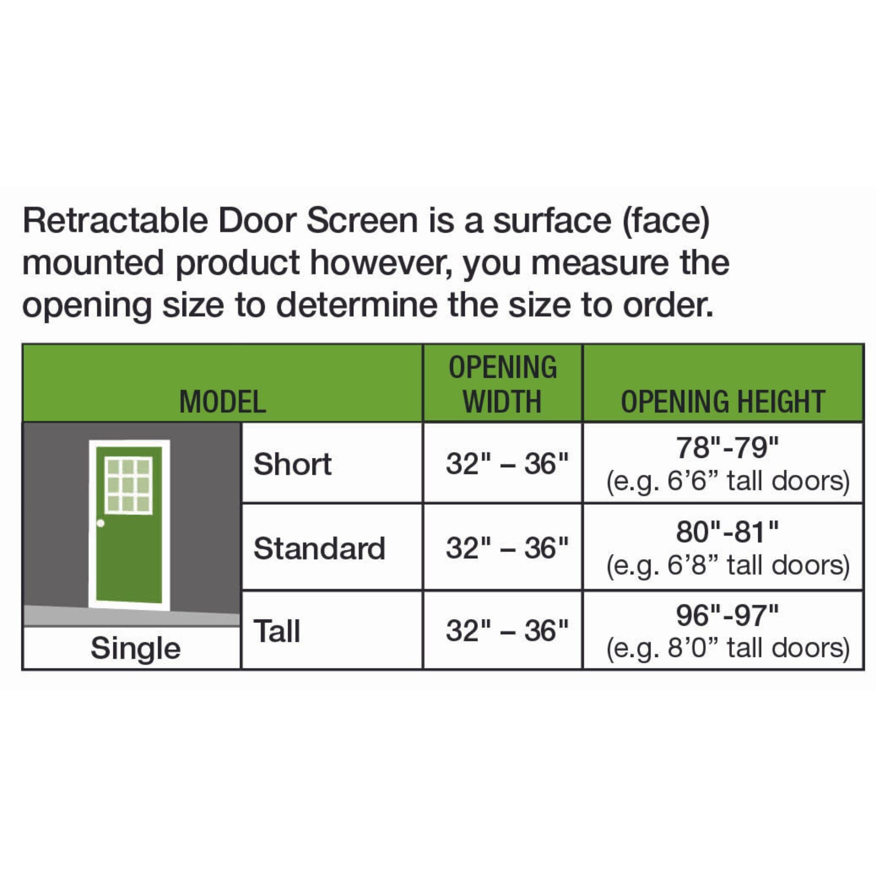 Retractable Screen Doors for Single Door, Standard Width Height | Width (32 in to 36 in) x Height 80 in, Roll Away Retractable Screen
