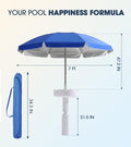 7-Foot Floating Pool Umbrella (Includes Base and Cup Holder) – Portable In-Pool/Poolside Umbrella with Carry Bag